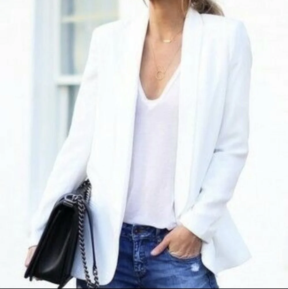 Mural White Slouchy Boyfriend Fit Blazer Women's Size Medium - Picture 2 of 13